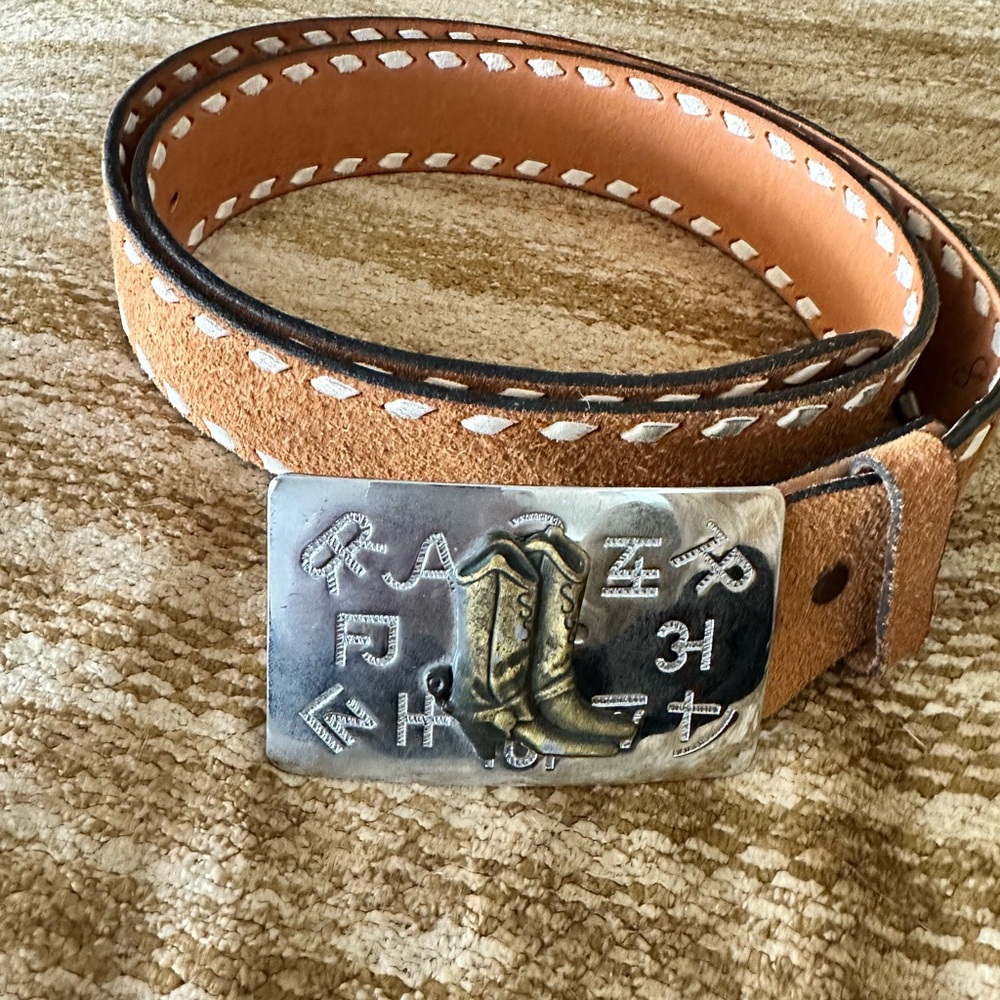 CHAMBERS BELT COMPANY Steerhide Top Stitched Belt Sz 38 / Unisex